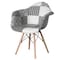 Fabulaxe Mid-Century Modern Style Fabric Lined Armchair with Beech Wooden Legs, Black and White QI004325.BW - alternate 1